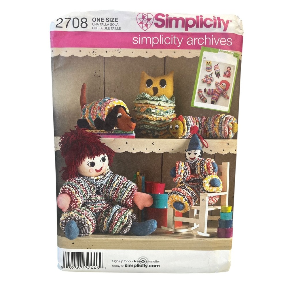 Simplicity 2708 Yo Yo Toys Stuffed Animal Doll‎ ONE SIZE